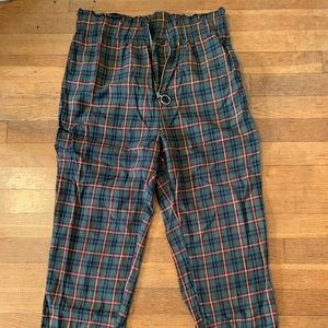 SHEIN plaid zip-front pants